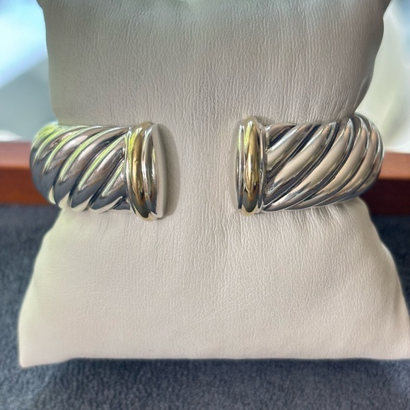 David Yurman 925 & 18k Gold 15mm Waverly Cable Bracelet-Small - Picture 1 of 10